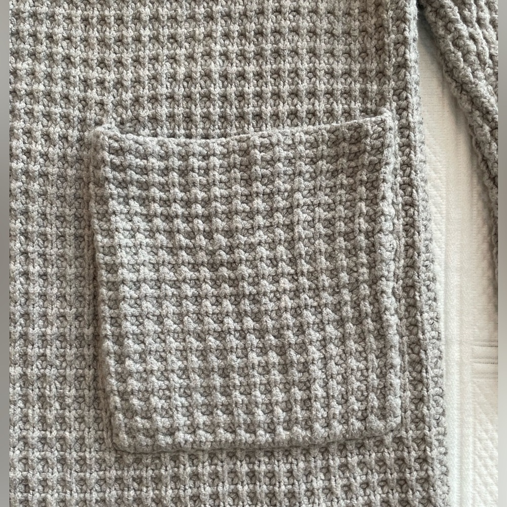 Madewell Waffle Stitch Long Sweater Cardigan Coat Pockets Gray/Silver Wool Blend - Picture 8 of 16